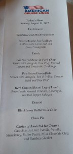 Speisekarte Abendessen