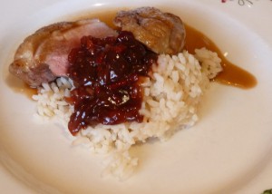 Seared Duck Breast with Orange Demi-Glaze and Dried Cherry Relish