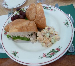 Chilled Chicken Apple and Almond Salad on a Croissant
