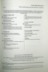 Speisekarte "Toskana"