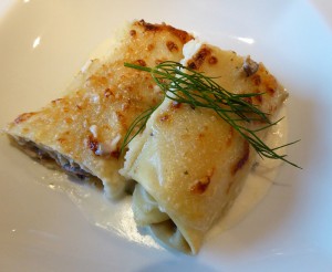 Crêpe mit Fontina und Pilzen