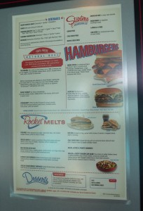 Johnny Rocket´s Speisekarte
