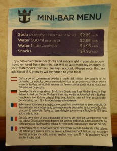 Minibar-Karte