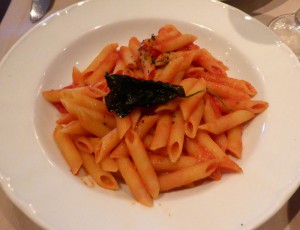 Penne al Brandy (ohne Lachs)