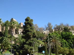 Blick vom Park zur Alcazaba