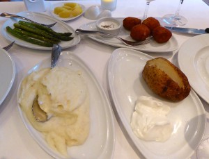 Beilagen Family Style: Mashed Potatoes, Salt Baked Potato, Gruyère Cheese Tater Tots, Grilled Jumbo Asparagus