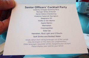 Getränkeauswahl bei der Senior Officer´s Cocktail Party