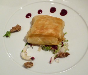 Poached Anjou Pear and Gorgonzola Cheese