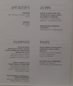 Speisekarte Serenissima