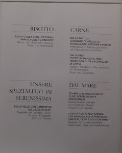 Speisekarte Serenissima