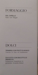 Speisekarte Serenissima