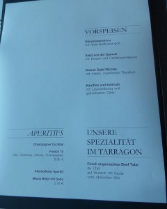 Speisekarte Tarragon