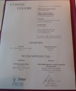 Tageskarte Cuisine Légère