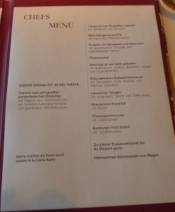 Tageskarte Chefs Menü