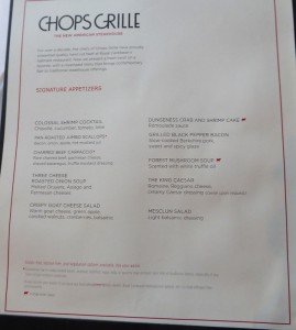 Chops Grille Speisekarte