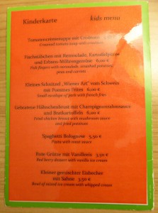 Room Service Kinderkarte