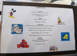Kinder-Speisekarte