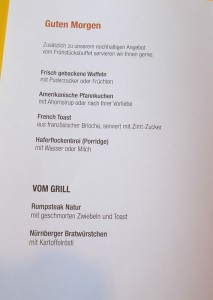 Frühstückskarte
