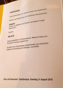 Speisekarte Mittag Tag 8