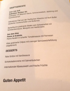 Speisekarte Mittag Tag 8
