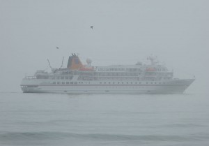 MS Bremen im Nebel