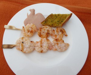 nur zwei Garnelenspieße für mich