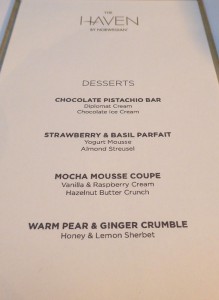 Dessertkarte