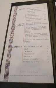 tägliche Getränkekarte Dessert