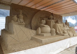 Sandskulpturen "Sindbad der Seefahrer"