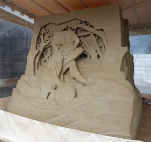 Sandskulpturen "Sindbad der Seefahrer"