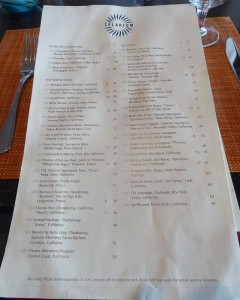 Solarium Dinner Weinkarte