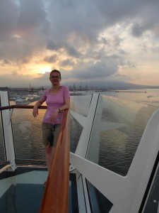 Ich, Sonnenaufgang und Vesuv am King of the World