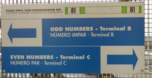 gerade Nummern zum Terminal C, ungerade Nummern zum Terminal B