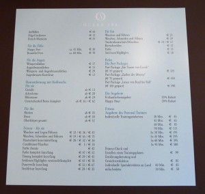 Preise Spa und Fitness