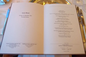 Karte des Gala-Abends