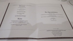 Europa-Restaurant Dessertkarte