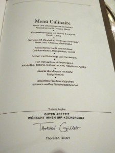 Europa-Restaurant Speisekarte