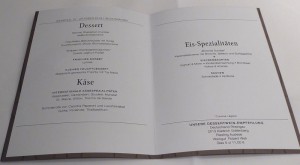 Europa Restaurant Dessertkarte