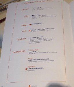 Mittagskarte Red Velvet Restaurant