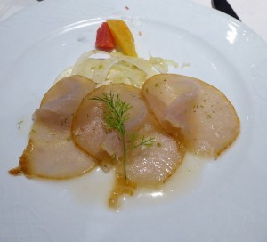 Thin slices of smoked Marlin