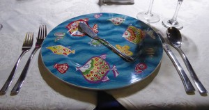 Gedeck im Fischrestaurant
