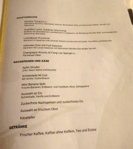Abendessen Seetag 3