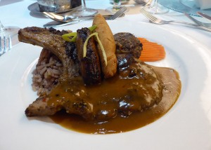 Grilled Jerk Pork Chop and Sausage