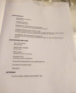 Abendessen Seetag 7 (Deutsch)