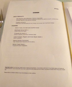 Abendessen Seetag 7 (Englisch)