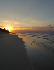 Strandspaziergang zum Sonnenuntergang
