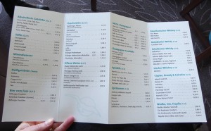 Getränkekarte MS Asara