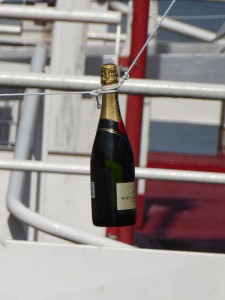die Flasche ist platziert