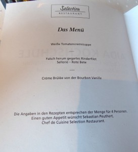 AIDA Kochschule - Menü