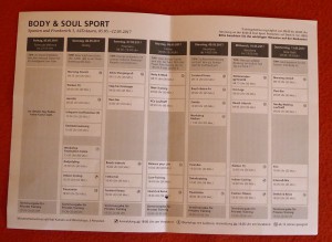 Wochenplan Fitnesskurse